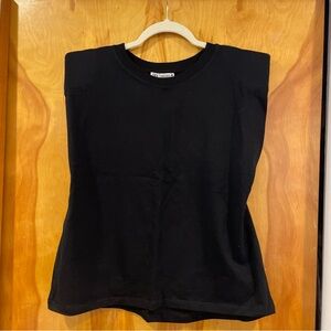 NWT ZARA BLACK TOP WITH SHOULDER PADS